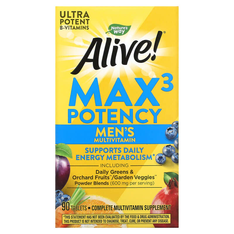Nature's Way Alive! Max3 Potency Men's Multivitamin 90 Tablets 33674155424