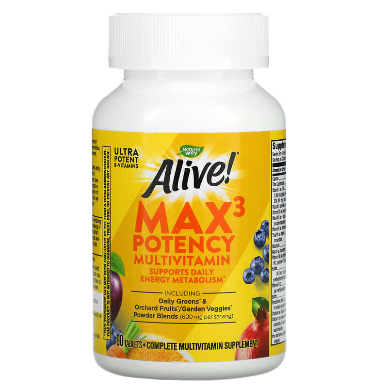 Nature's Way, Alive! Max3 Potency, Multivitamin, 90 Tablets 33674149270