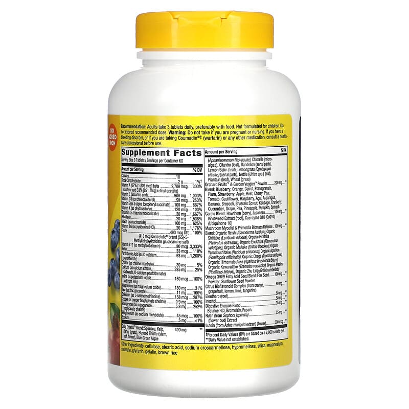 Nature's Way, Alive! Max3 Potency Multivitamin, No Added Iron, 180 Tablets 33674149324
