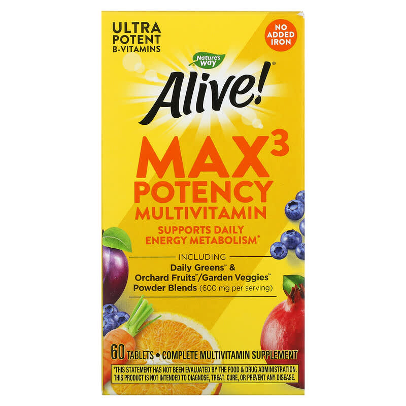 Nature's Way Alive! Max3 Potency Multivitamin No Added Iron 60 Tablets 33674149300