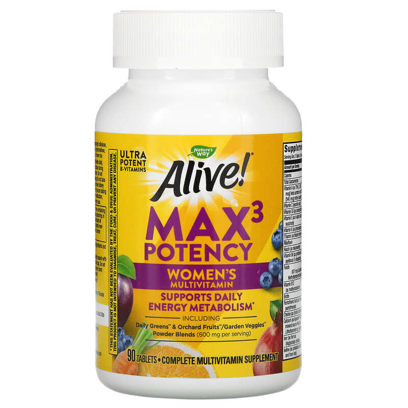 Nature's Way, Alive! Max3 Potency, Women's Multivitamin, 90 Tablets 33674155431