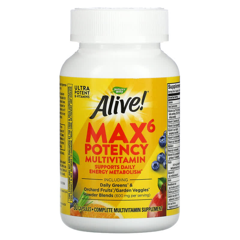 Nature's Way, Alive! Max6 Potency Multivitamin, 90 Capsules 33674150900