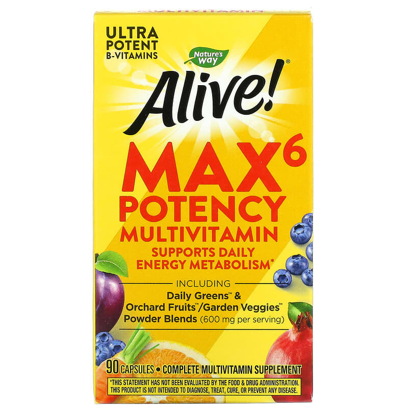 Nature's Way Alive! Max6 Potency Multivitamin 90 Capsules 33674150900