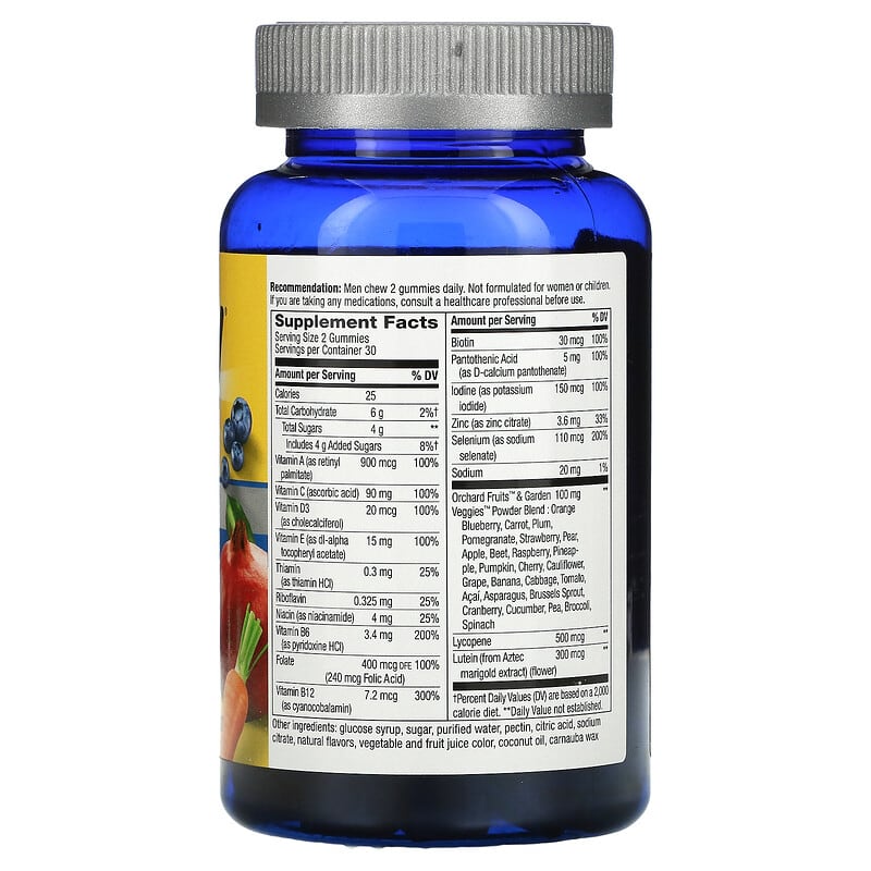 Nature's Way, Alive! Men's 50+ Gummy Complete Multivitamin, Fruit Flavors, 60 Gummies 33674159026