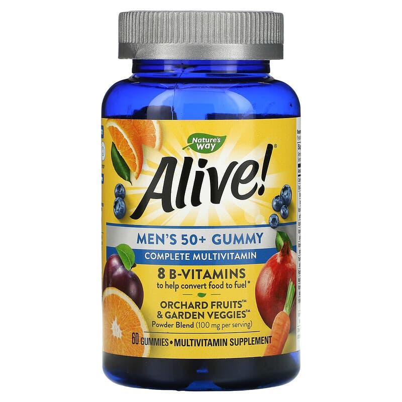 Nature's Way Alive! Men's 50+ Gummy Complete Multivitamin Fruit Flavors 60 Gummies 33674159026