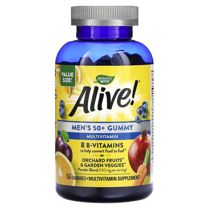 Nature's Way Alive! Men's 50+ Gummy Multivitamin Fruit Flavors 150 Gummies 33674140673
