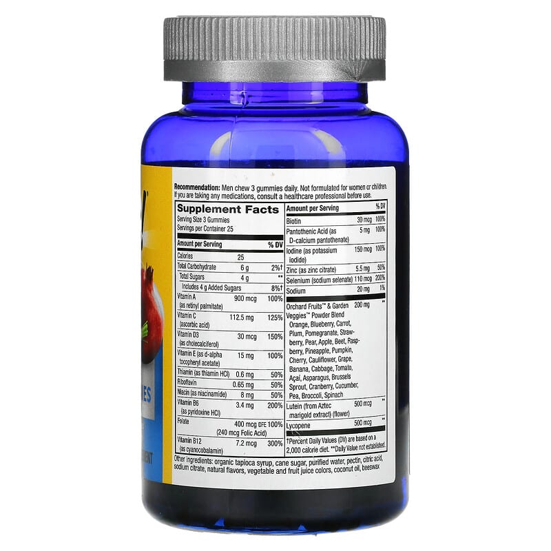 Nature's Way, Alive! Men's 50+ Premium Gummies, Complete Multivitamin, Orange, Grape & Cherry, 75 Gummies 33674158982