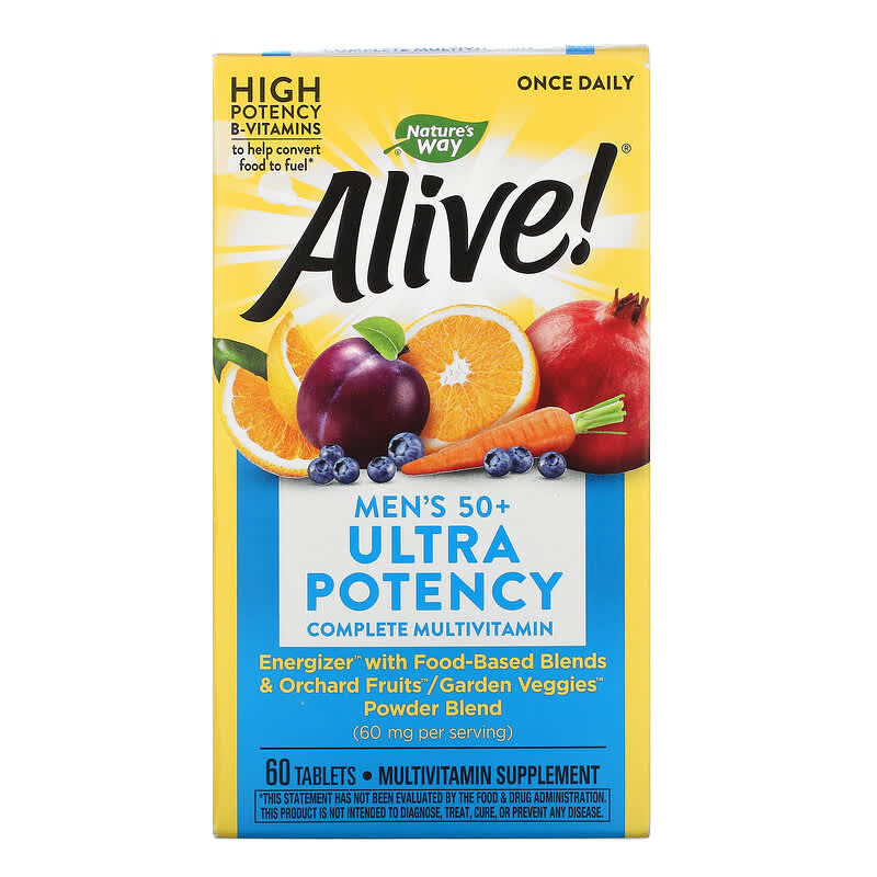 Nature's Way Alive! Men's 50+ Ultra Potency Complete Multivitamin 60 Tablets 33674156919