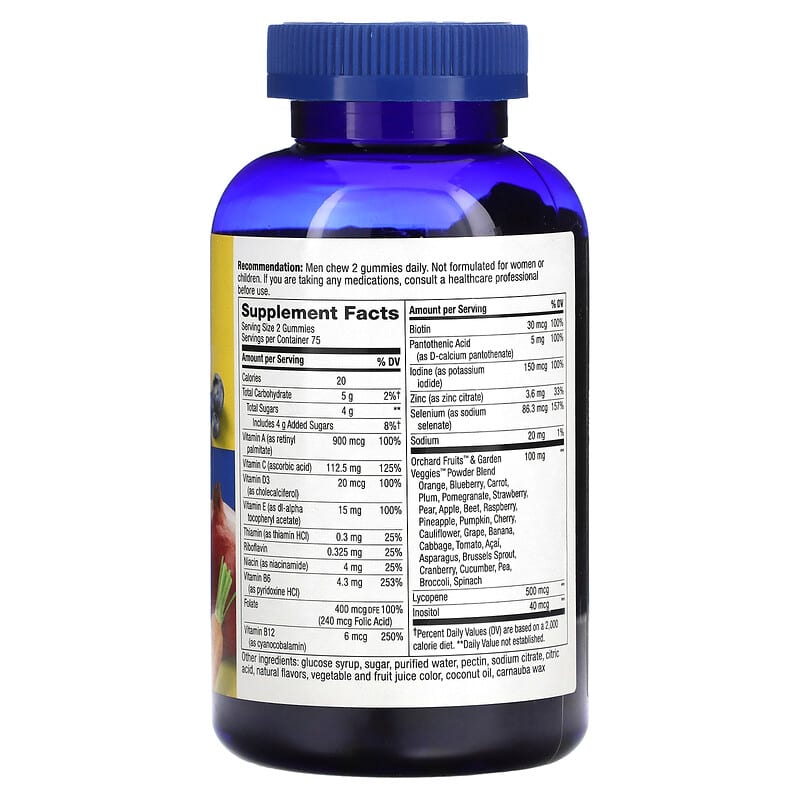 Nature's Way, Alive! Men's Gummy Multivitamin, Delicious Fruit Flavors, 150 Gummies 33674140666