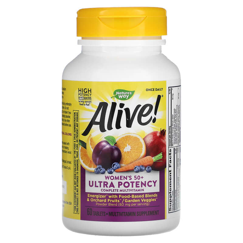 Nature's Way, Alive! Once Daily, Women's 50+ Ultra Potency Complete Multivitamin, 60 Tablets 33674156926