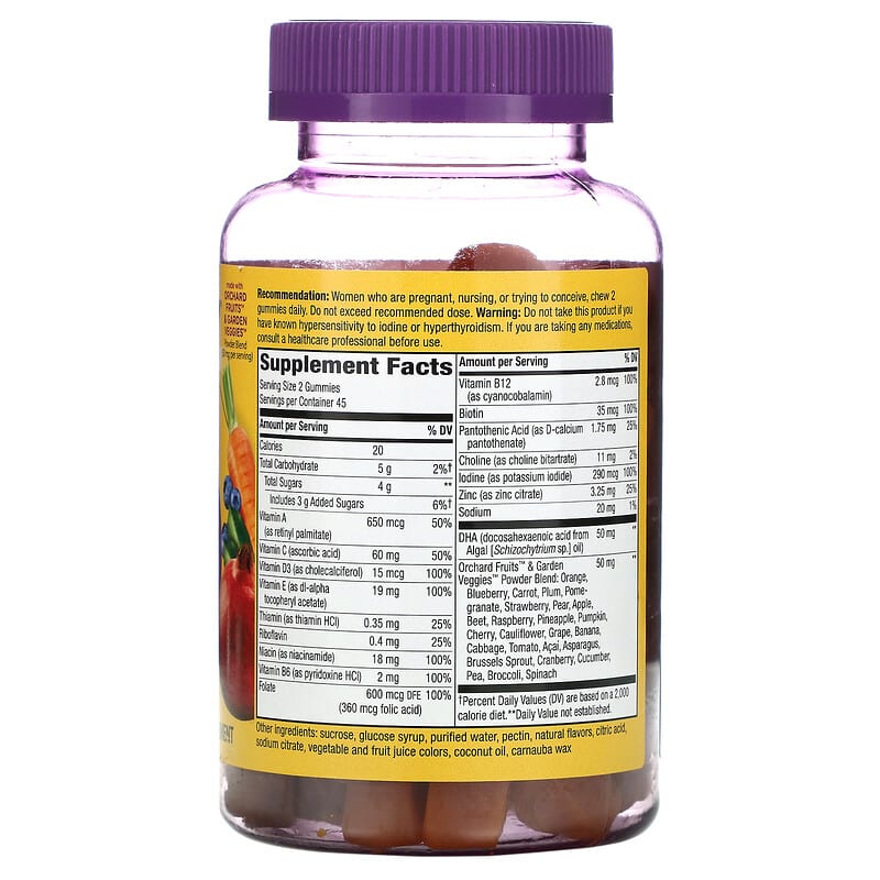 Nature's Way, Alive! Prenatal with Plant DHA, Orange & Raspberry Lemonade, 90 Gummies 33674104880