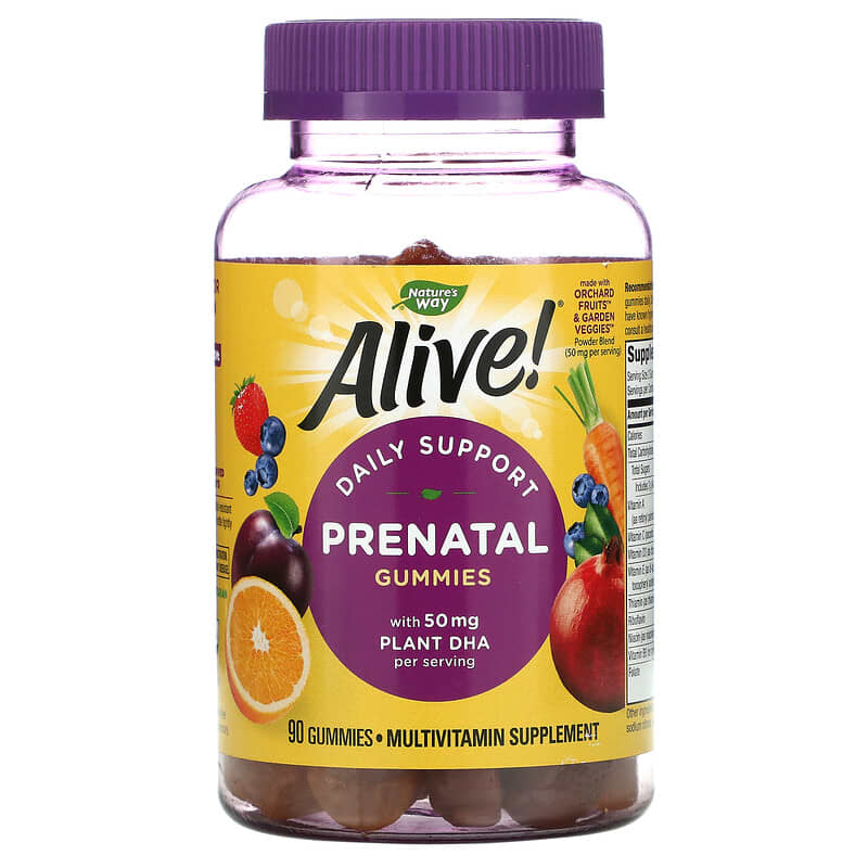 Nature's Way Alive! Prenatal with Plant DHA Orange & Raspberry Lemonade 90 Gummies 33674104880