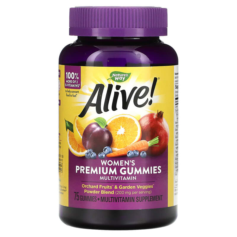 Nature's Way Alive! Women's Premium Gummies Multivitamin Grape Cherry & Blueberry Acai 75 Gummies 33674158975