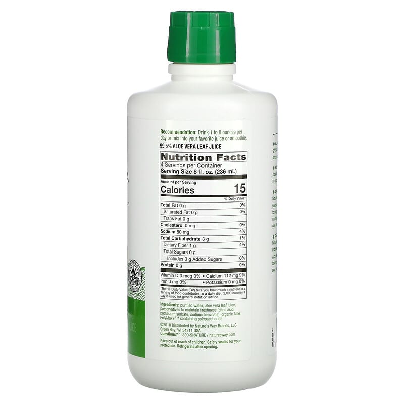 Nature's Way, Aloe Vera Leaf Juice, 33.8 fl oz (1 L) 33674142806
