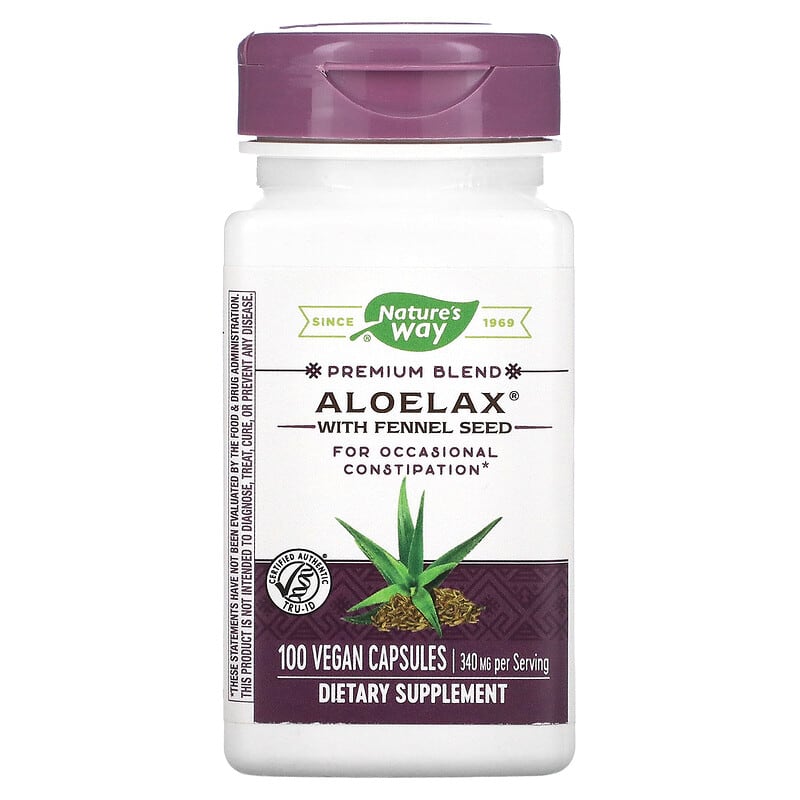 Nature's Way Aloelax with Fennel Seed 340 mg 100 Vegan Capsules 33674009000