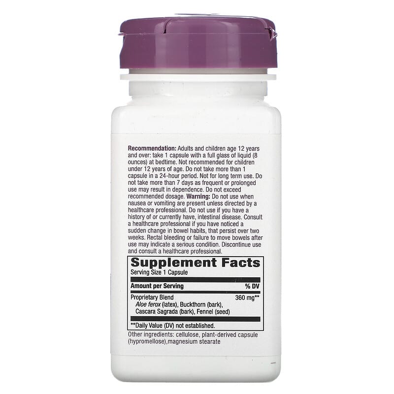 Nature's Way, AloeMaxLax with Cascara Sagrada, 360 mg, 100 Vegan Capsules 33674001424