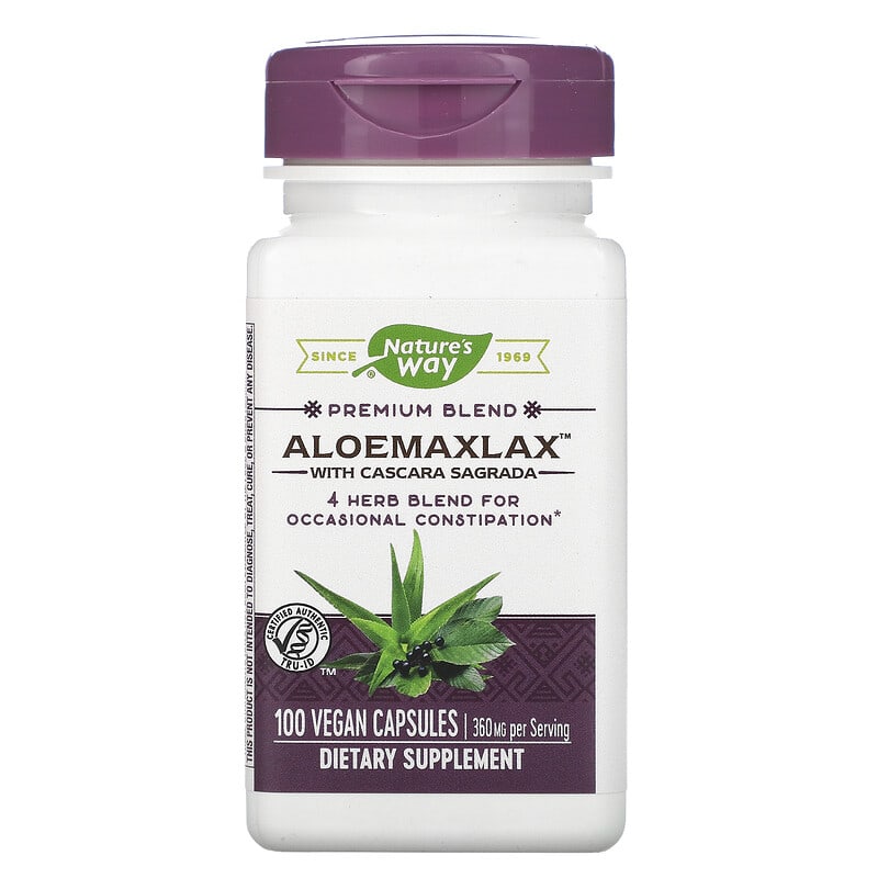 Nature's Way AloeMaxLax with Cascara Sagrada 360 mg 100 Vegan Capsules 33674001424