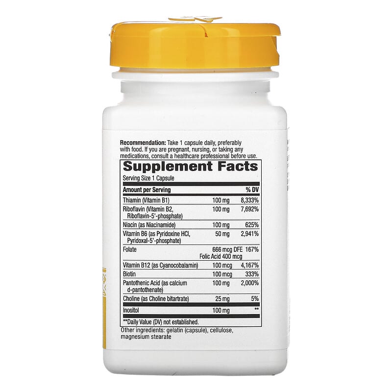 Nature's Way, B-100 Complex with B2 Coenzyme, 100 Capsules 33674405215