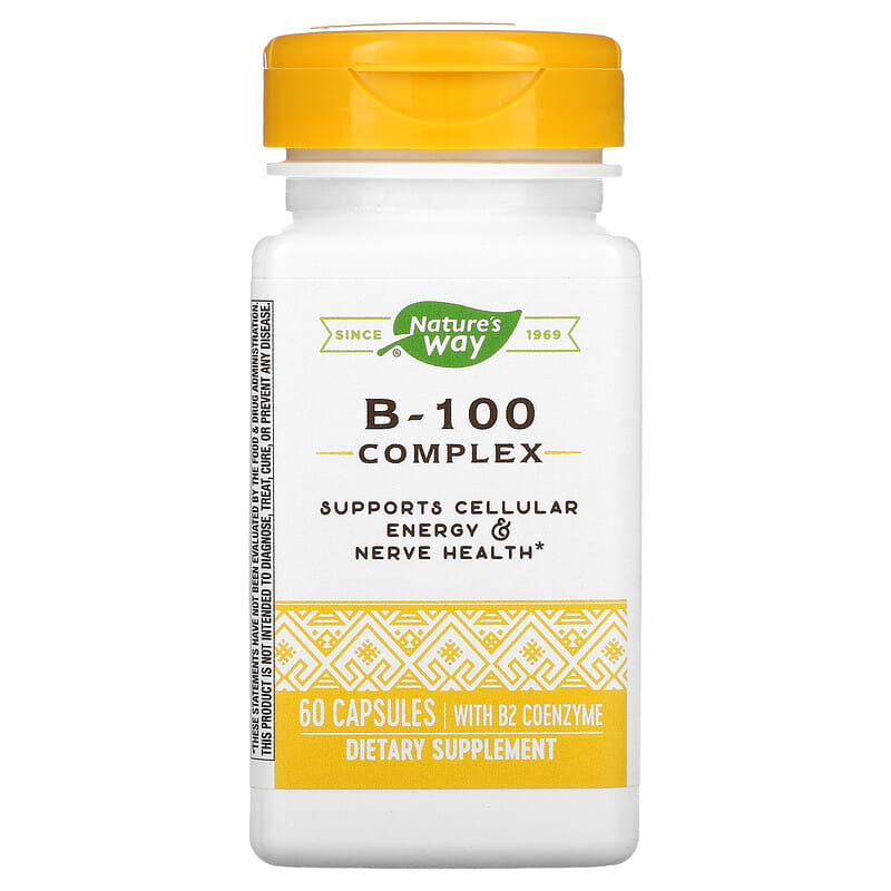 Nature's Way B-100 Complex with B2 Coenzyme 60 Capsules 33674405208