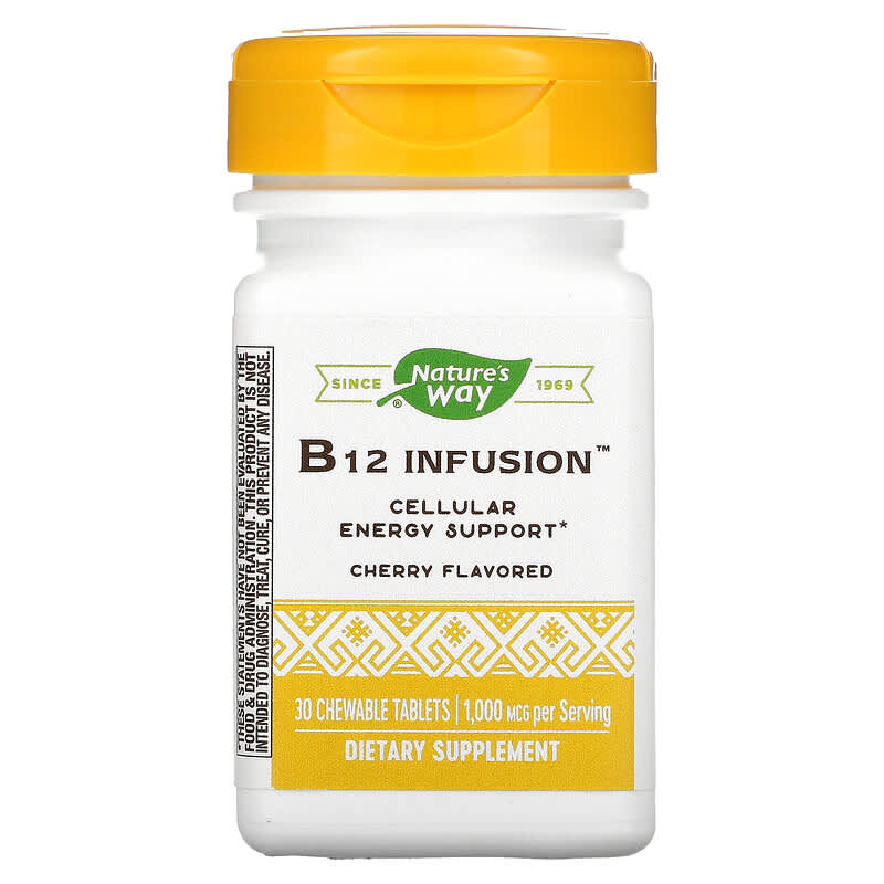 Nature's Way B12 Infusion Cherry 1,000 mcg 30 Chewable Tablets 763948056231