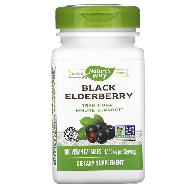Nature's Way Black Elderberry 575 mg 100 Vegan Capsules 33674124406