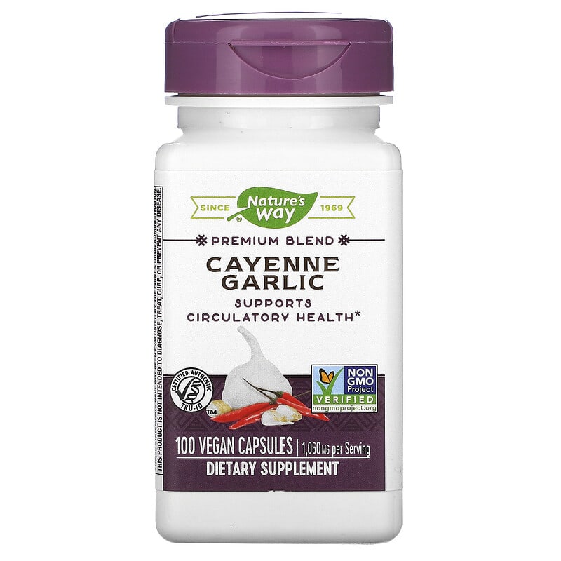 Nature's Way Cayenne Garlic 1,060 mg 100 Vegan Capsules 33674003206