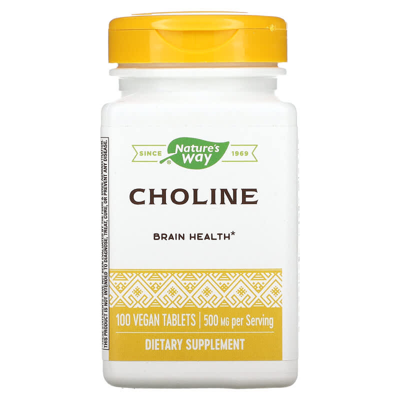 Nature's Way Choline 500 mg 100 Vegan Tablets 33674404607