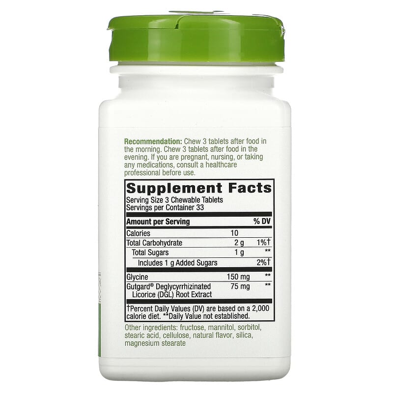 Nature's Way, DGL, Deglycyrrhizinated Licorice Extract, Licorice, 100 Chewable Tablets 763948090013