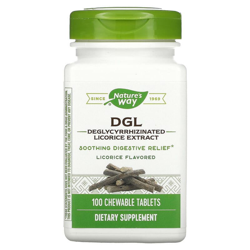 Nature's Way DGL Deglycyrrhizinated Licorice Extract Licorice 100 Chewable Tablets 763948090013