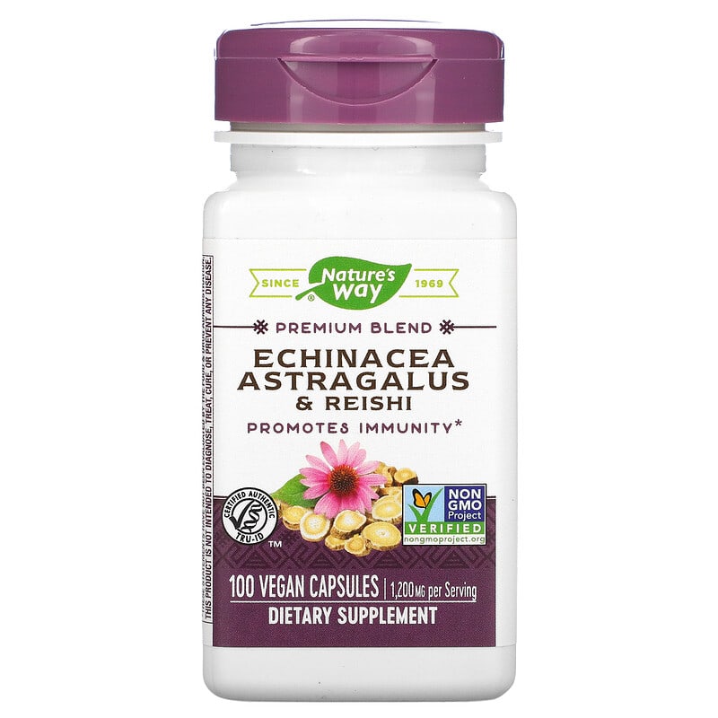 Nature's Way Echinacea Astragalus & Reishi 400 mg 100 Vegan Capsules 33674004135
