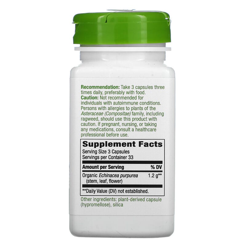 Nature's Way, Echinacea Purpurea Herb, 400 mg, 100 Vegan Capsules 33674124000