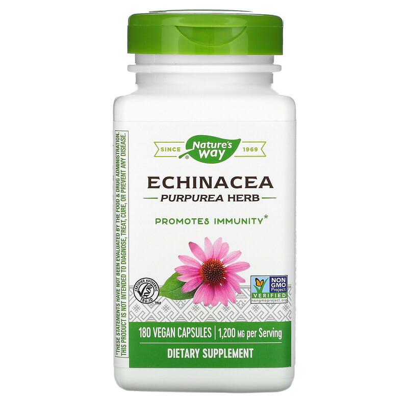 Nature's Way Echinacea Purpurea Herb 400 mg 180 Vegan Capsules 33674124086