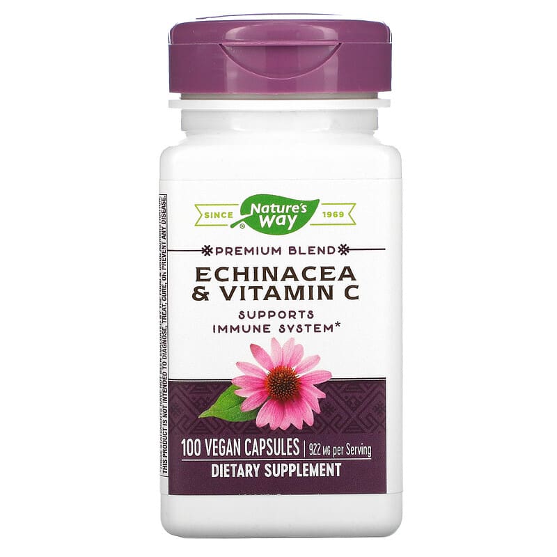 Nature's Way Echinacea & Vitamin C 461 mg 100 Vegan Capsules 33674004173