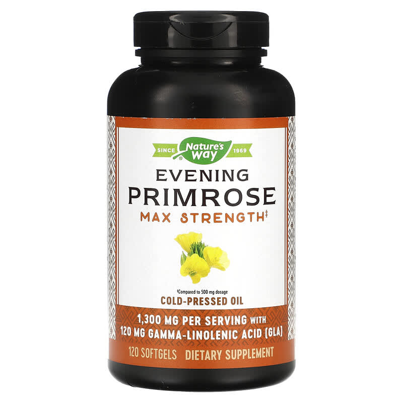Nature's Way Evening Primrose Cold-Pressed Oil Max Strength 1,300 mg 120 Softgels 33674154199