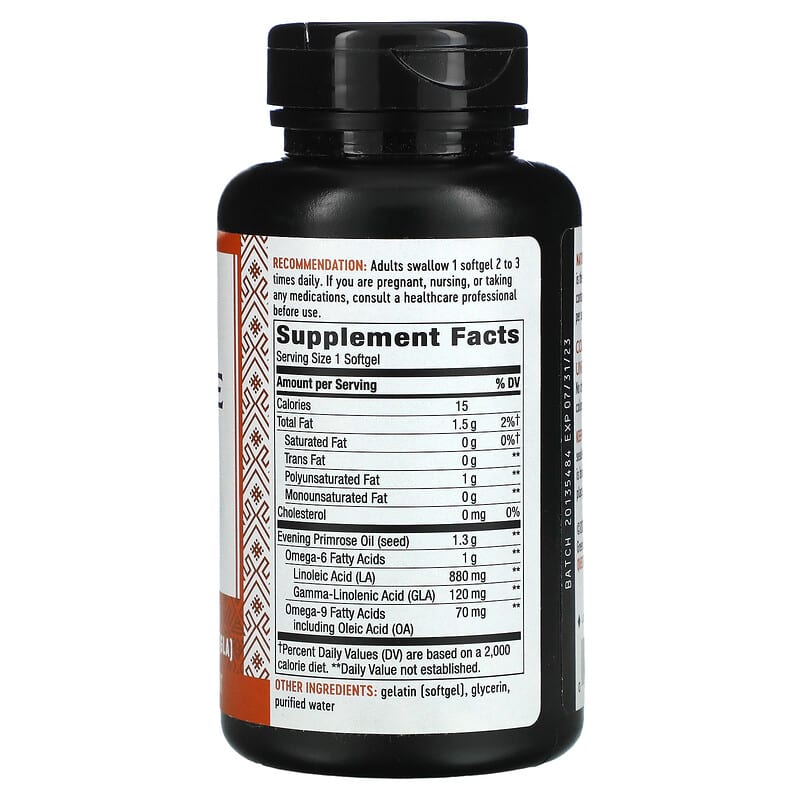Nature's Way, Evening Primrose, Max Strength, 1,300 mg, 60 Softgels 33674154182