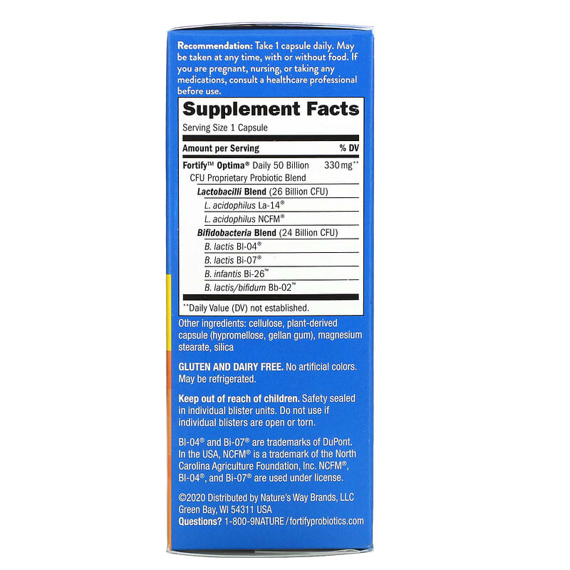 Nature's Way, Fortify Optima Daily Probiotic , 50 Billion, 30 Delayed-Release Vegetarian Capsules 33674103371