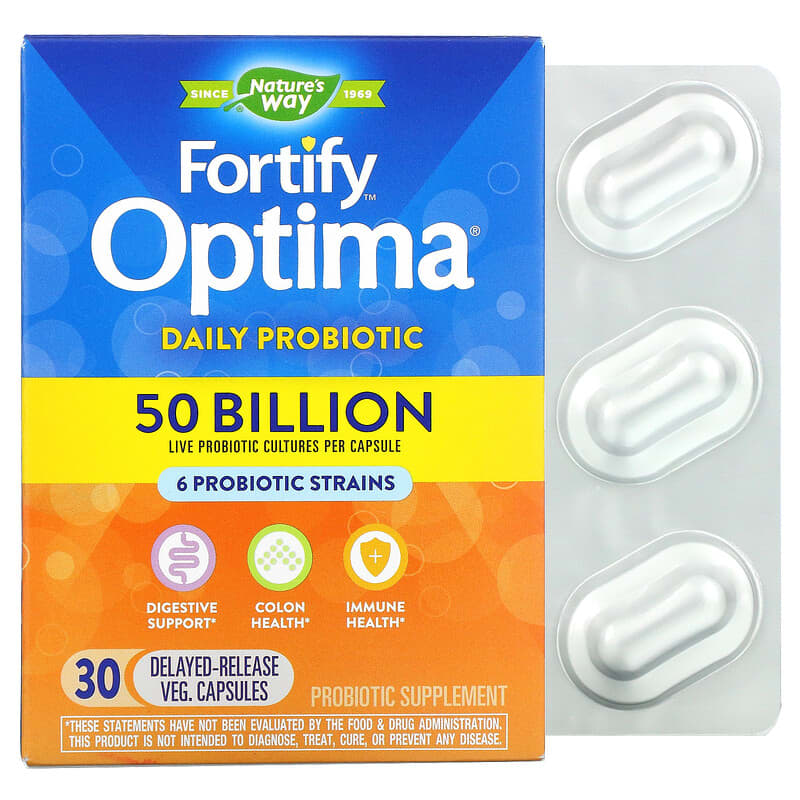 Nature's Way Fortify Optima Daily Probiotic  50 Billion 30 Delayed-Release Vegetarian Capsules 33674103371