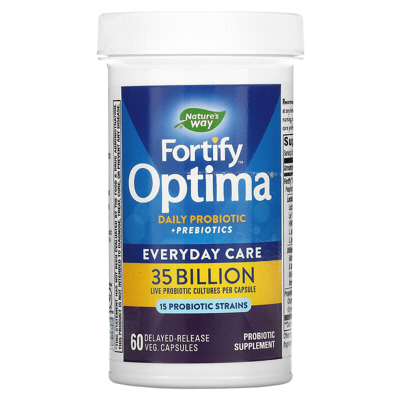 Nature's Way, Fortify Optima Daily Probiotic + Prebiotics, 35 Billion , 60 Delayed-Release Veg. Capsules 33674156537