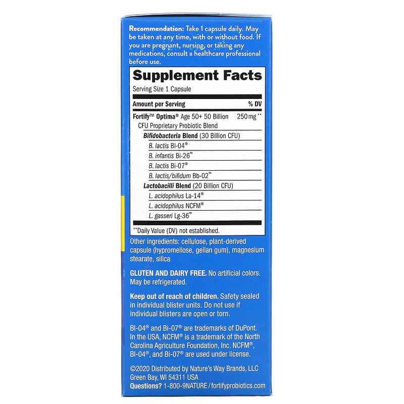Nature's Way, Fortify Optima Probiotic, Adult 50+, 50 Billion, 30 Delayed Release Veg Capsules 33674107621
