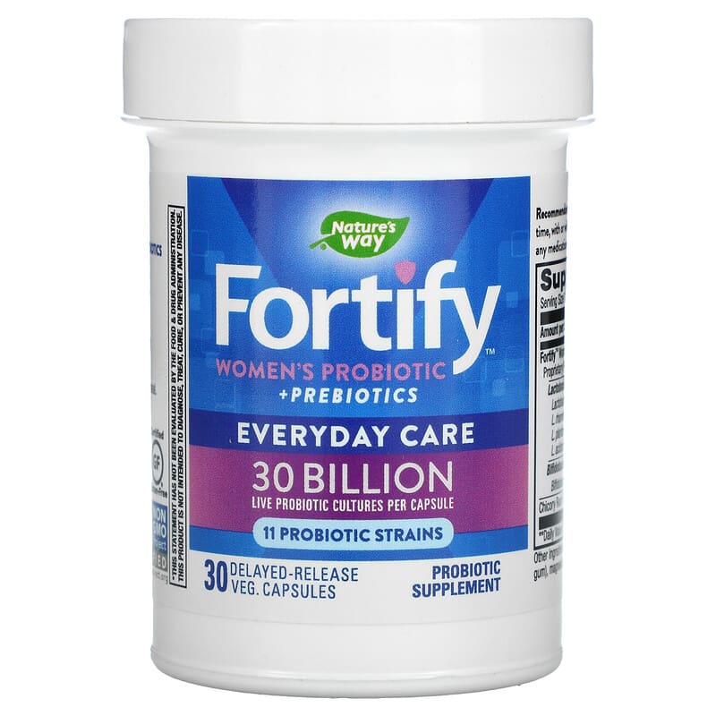 Nature's Way, Fortify, Women's Probiotic + Prebiotics, Everyday Care, 30 Billion, 30 Delayed-Release Veg. Capsules 33674102954