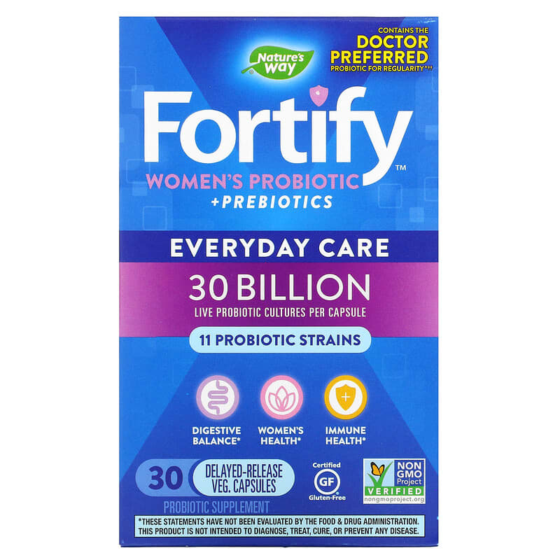 Nature's Way Fortify Women's Probiotic + Prebiotics Everyday Care 30 Billion 30 Delayed-Release Veg. Capsules 33674102954