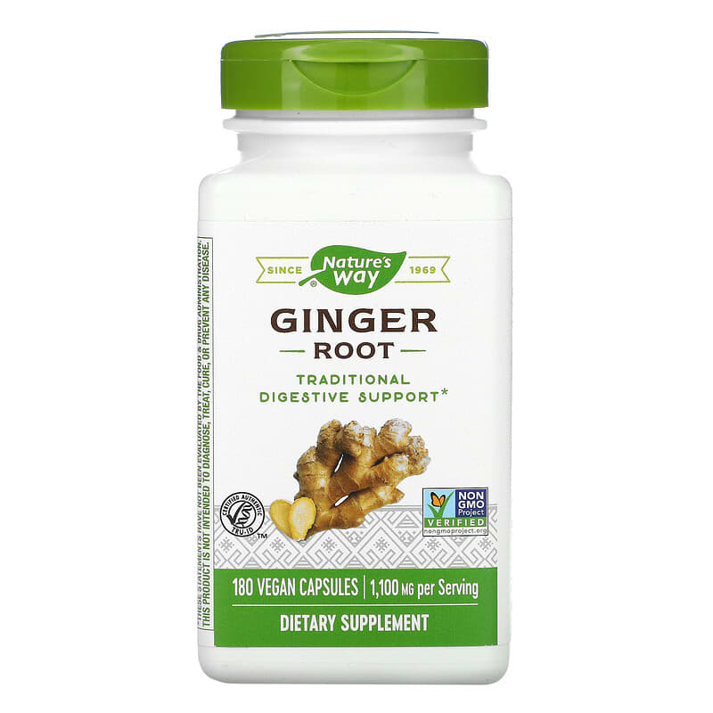 Nature's Way Ginger Root 550 mg 180 Vegan Capsules 33674131084