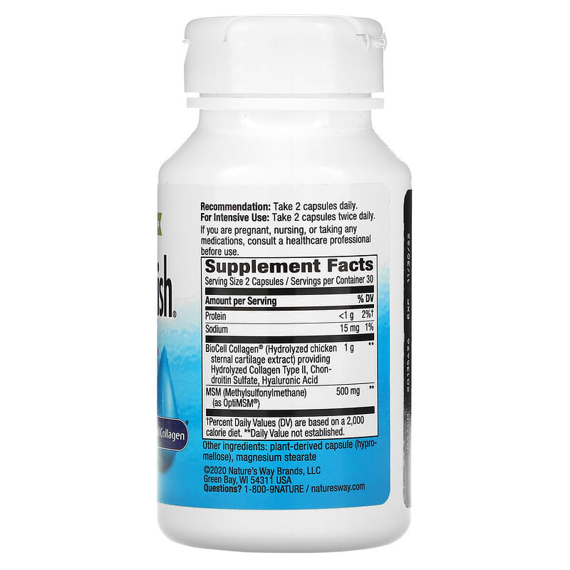 Nature's Way, Hydraplenish, Patented BioCell Collagen with OptiMSM, 60 Capsules 33674156032