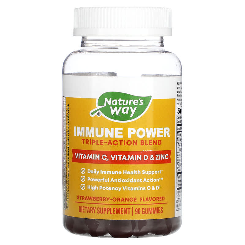 Nature's Way Immune Power Triple-Action Blend Strawberry-Orange 90 Gummies 33674142622