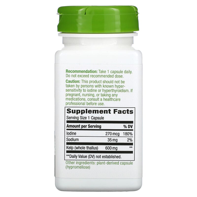 Nature's Way, Kelp, Whole Thallus, 600 mg, 100 Vegan Capsules 33674145005
