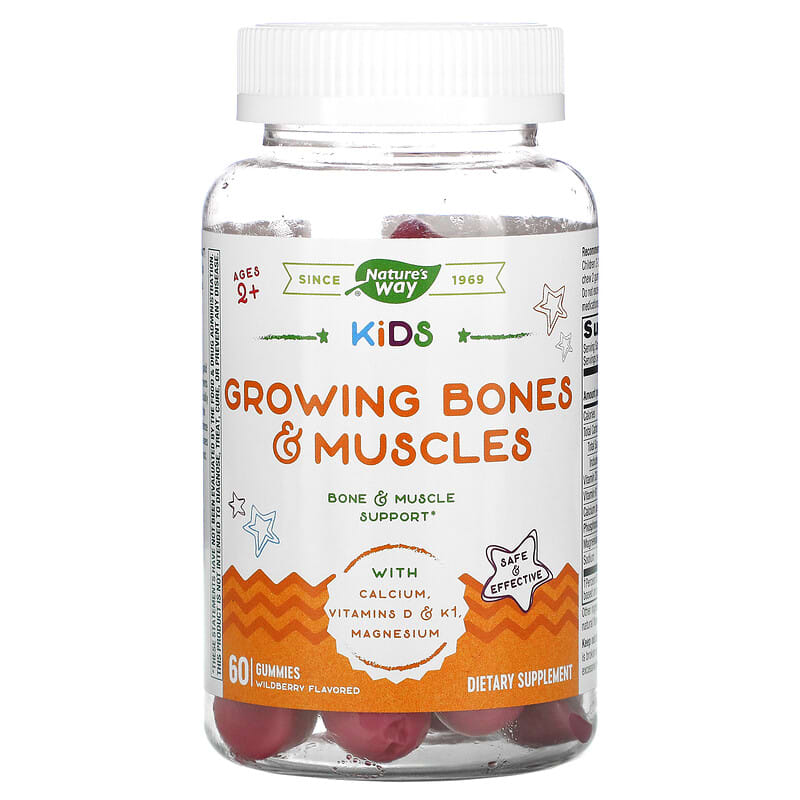 Nature's Way Kids Growing Bones & Muscles Ages 2 + Wildberry 60 Gummies 33674133712