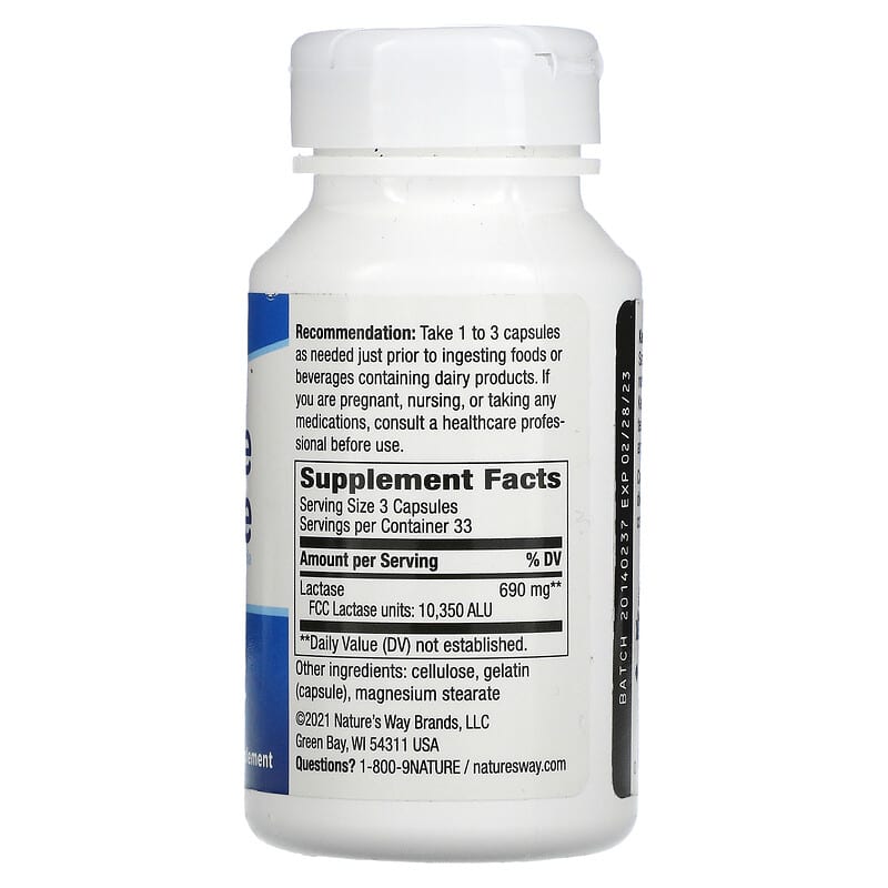 Nature's Way, Lactase Enzyme Formula, 100 Capsules 33674471104