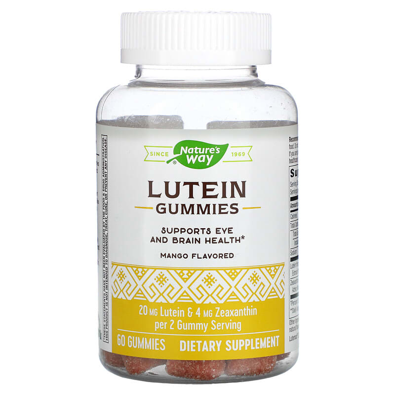 Nature's Way Lutein Gummies Supports Eye And Brain Health Mango 60 Gummies 33674137536