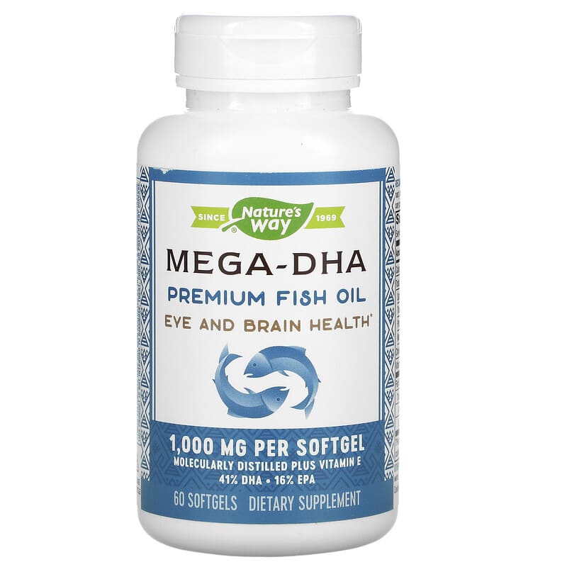 Nature's Way Mega-DHA Premium Fish Oil 1,000 mg 60 Softgels 33674156827