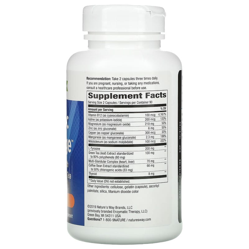 Nature's Way, Metabolic Advantage, Thyroid Formula with Green Coffee & Green Tea, Metabolism, 180 Capsules 763948043507
